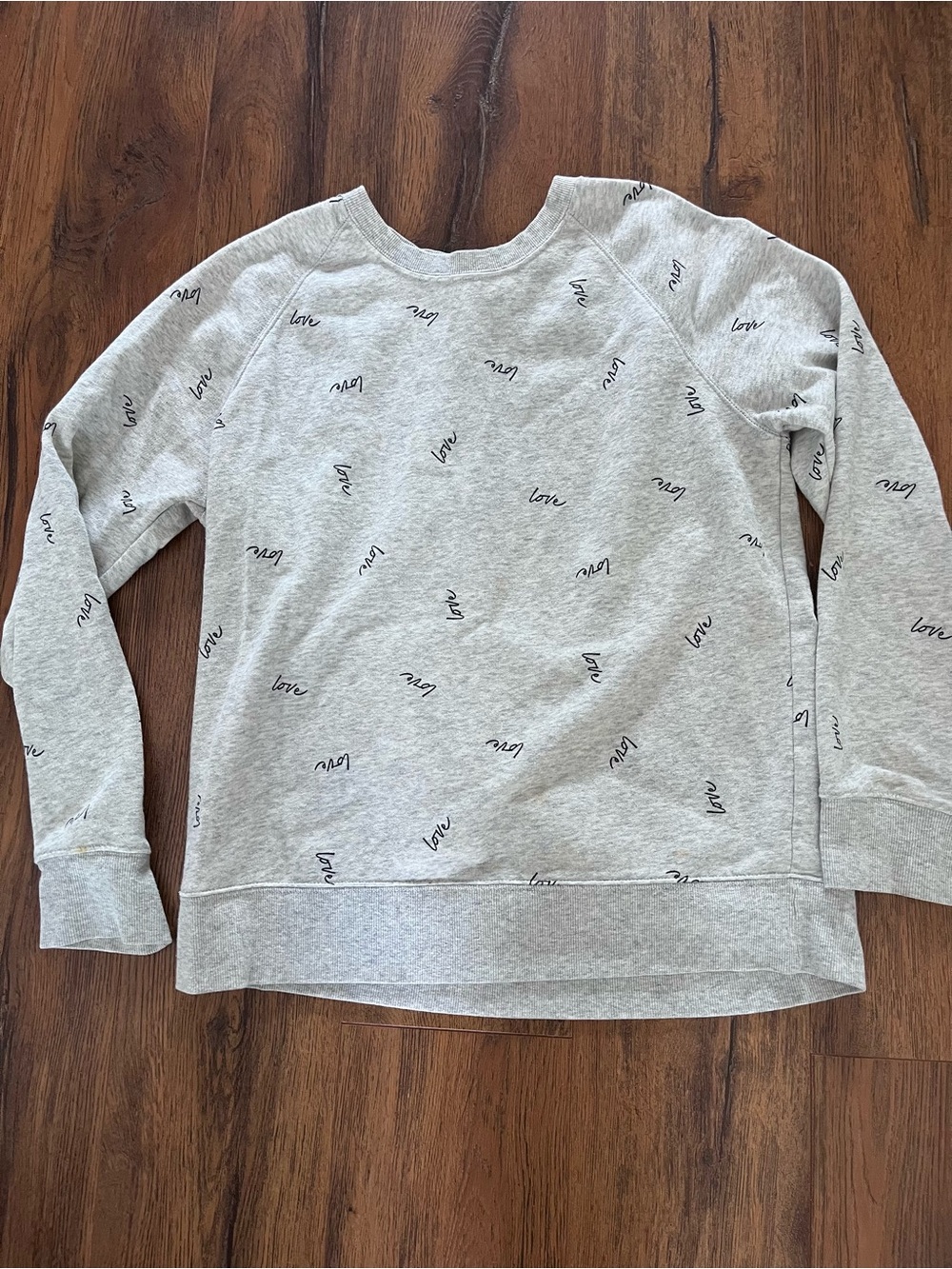Old Navy Light Gray 'Love' Script Pullover Sweatshirt